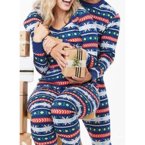 Women's Hanna Andersson Pajamas XXL Blue White Apres Ski Print